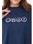 Kadın Bisiklet Yaka Baskılı Oversize T-Shirt 5