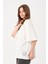 Kadın Bisiklet Yaka Baskılı Oversize T-Shirt 1