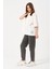 Kadın Bisiklet Yaka Baskılı Oversize T-Shirt 3