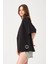 Kadın Bisiklet Yaka Baskılı Oversize T-Shirt 1