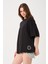 Kadın Bisiklet Yaka Baskılı Oversize T-Shirt 2