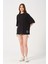 Kadın Bisiklet Yaka Baskılı Oversize T-Shirt 3