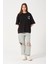 Kadın Bisiklet Yaka Baskılı Oversize T-Shirt 3