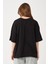 Kadın Bisiklet Yaka Baskılı Oversize T-Shirt 4