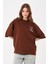 Kadın Bisiklet Yaka Baskılı Oversize T-Shirt 2