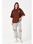 Kadın Bisiklet Yaka Baskılı Oversize T-Shirt 3