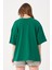 Kadın Bisiklet Yaka Baskılı Oversize T-Shirt 4