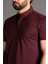 Erkek Mürdüm Dokulu Düğmeli Polo Yaka T-Shirt 2
