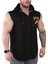 Erkek Fitness Bodybuilding Kapşonlu Yelek Siyah Big Sam 3625 3