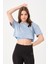 Kadın Bisiklet Yaka Yıkamalı Crop T-Shirt 5