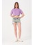 Kadın Bisiklet Yaka Yıkamalı Crop T-Shirt 5