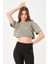 Kadın Bisiklet Yaka Yıkamalı Crop T-Shirt 5