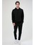 Siyah Regular Fit Pamuklu Kapüşonlu Sweatshirt 2