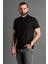 Erkek Siyah Dokulu Düğmeli Polo Yaka T-Shirt 1