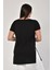 Büyük Beden V Yaka Yırtmaçlı Pamuk Basic Tshirt-Siyah 3