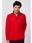 Unisex Standart Fit Anti-pilling Tüylenme Yapmayan Soğuk Geçirmez Kırmızı Dik Yaka Polar Sweatshirt 3