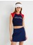 Spor Kolsuz Crop Tişört Renk Bloklu Yuvarlak Yaka Baskılı Ribanalı Slim Fit 3