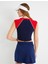 Spor Kolsuz Crop Tişört Renk Bloklu Yuvarlak Yaka Baskılı Ribanalı Slim Fit 4