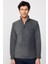 Erkek Standart Fit Rahat Kesim Tüylenme Yapmayan Soğuk Geçirmez Antrasit Dik Yaka Polar Sweatshirt 1