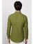 Slim Fit Uzun Kollu Biyeli Yaka Düğmeli Keten Haki Erkek Gömlek 5