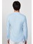Slim Fit Uzun Kollu Dar Kalıp Hakim Yaka Pamuklu Keten Doku Mavi Gömlek 5