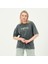 Kadın Antrasit Yıkamalı Infinite Baskı Detaylı Bisiklet Yaka T-Shirt 3