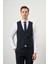 Erkek Lacivert Poliviskon Basic Yelekli Jakar Desen Slim Fit Sivri Yaka Takım Elbise 5