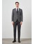 Erkek Siyah Keten Kombinli Slim Fit Takım Elbise 1