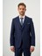 Erkek Lacivert Poliviskon Slim Fit Sivri Yaka Yelekli Takım Elbise 1