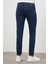 Erkek Lacivert Denim 5 Cep Slim Fit Jean Kot Pantolon 5