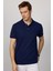 Erkek Slim Fit Dar Kesim Pamuk Düz Pike Lacivert Polo Yaka Tişört 1