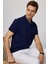 Erkek Slim Fit Dar Kesim Pamuk Düz Pike Lacivert Polo Yaka Tişört 2