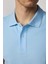 Erkek Slim Fit Dar Kesim Pamuk Düz Pike Mavi Polo Yaka Tişört 4