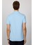 Erkek Slim Fit Dar Kesim Pamuk Düz Pike Mavi Polo Yaka Tişört 5
