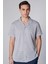 Slim Fit Kısa Kollu Dar Kesim Apaj Yaka Örme Kumaş Yazlık Gri Erkek Gömlek 1