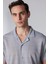 Slim Fit Kısa Kollu Dar Kesim Apaj Yaka Örme Kumaş Yazlık Gri Erkek Gömlek 3