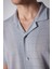 Slim Fit Kısa Kollu Dar Kesim Apaj Yaka Örme Kumaş Yazlık Gri Erkek Gömlek 4