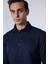 Slim Fit Uzun Kollu Dar Kesim Fleto Tek Cep Armürlü Pamuklu Lacivert Erkek Gömlek 3