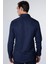 Slim Fit Uzun Kollu Dar Kesim Fleto Tek Cep Armürlü Pamuklu Lacivert Erkek Gömlek 5