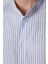 Slim Fit Uzun Kollu Dar Kalıp Hakim Yaka Çizgili Yazlık Keten Doku Erkek Gömlek 4