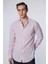 Slim Fit Uzun Kollu Dar Kalıp Hakim Yaka Çizgili Yazlık Keten Doku Erkek Gömlek 1