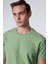 Erkek Slim Fit Dar Kesim Pamuk Yumuşak Dokulu Desenli Yeşil Bisiklet Yaka Tişört 4