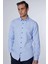 Slim Fit Uzun Kollu Dar Kesim Fleto Tek Cep Armürlü Pamuklu Mavi Erkek Gömlek 1