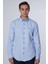 Slim Fit Uzun Kollu Dar Kesim Fleto Tek Cep Armürlü Pamuklu Mavi Erkek Gömlek 2