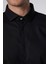 Slim Fit Uzun Kollu Dar Kesim Gizli Pat Pamuklu Siyah Erkek Gömlek 4