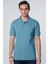 Erkek Slim Fit Dar Kesim Pamuk Düz Pike Mavi Polo Yaka Tişört 1