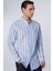 Slim Fit Uzun Kollu Dar Kalıp Çizgili Hakim Yaka Kol Katlamalı Keten Doku Yazlık Erkek Gömlek 3