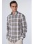 Slim Fit Uzun Kollu Dar Kalıp Kareli Keten Doku Yazlık Erkek Gömlek 2