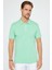 Erkek Slim Fit Dar Kesim Pamuk Düz Pike Mint Polo Yaka Tişört 2