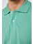 Erkek Slim Fit Dar Kesim Pamuk Düz Pike Yeşil Polo Yaka Tişört 4